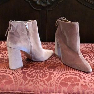 Pink velvet boots